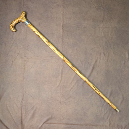 2018年英国制木纹唐木柄德比手柄纯银装饰手杖 88cm