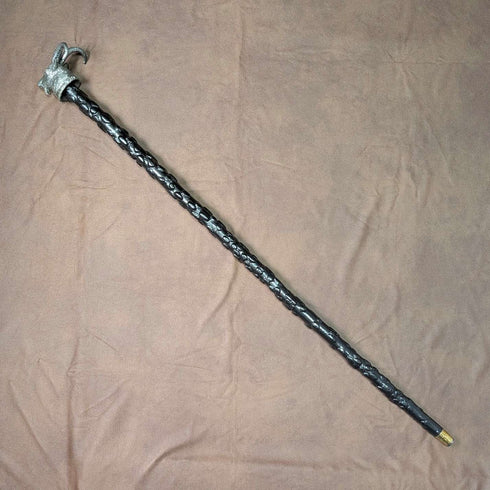 영국 빈티지 블랙 샤프트 퓨터 염소 머리 손잡이 지팡이 85cm