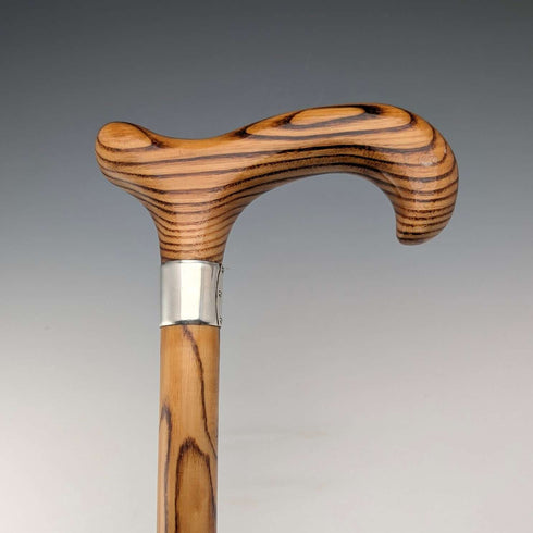 2018年英国制木纹唐木柄德比手柄纯银装饰手杖 88cm