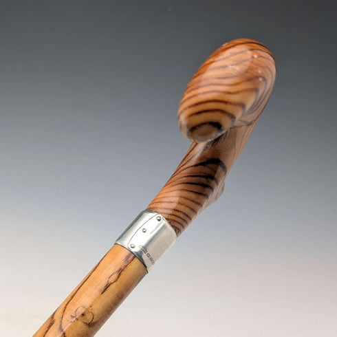 2018年英国制木纹唐木柄德比手柄纯银装饰手杖 88cm