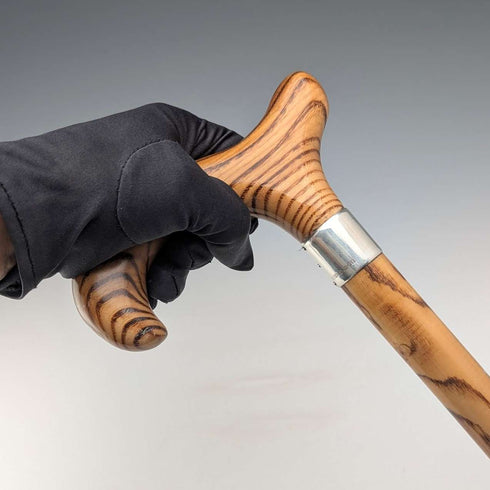 2018年英国制木纹唐木柄德比手柄纯银装饰手杖 88cm