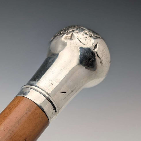 1917 年英國古董超厚舌軸純銀圓柄手杖 90 厘米
