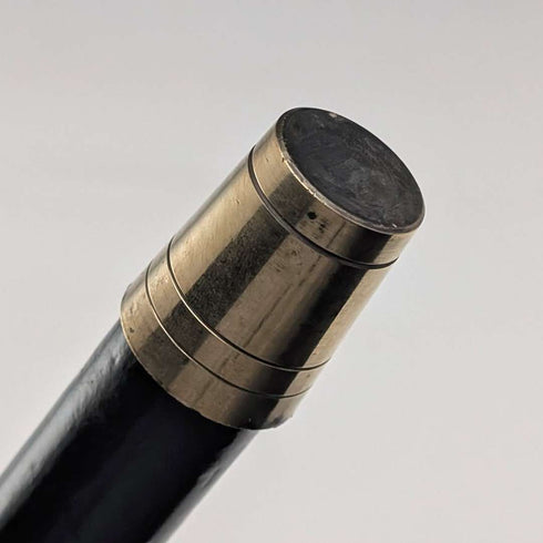 Antique American black shaft crocodile-look pure silver decorative handle walking stick 80cm