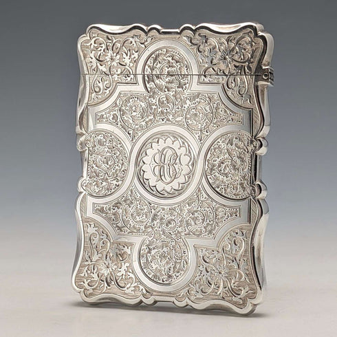 1873年 英国アンティーク 純銀製 カードケース 91g Colen Hewer Cheshire