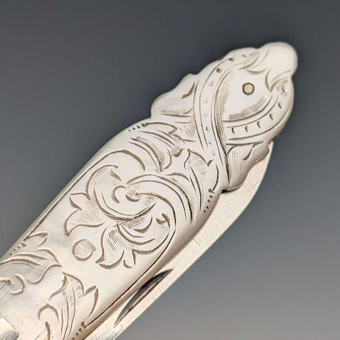 Navaja de bolsillo antigua inglesa de 1903, mango de nácar, hoja de plata de ley, Fattorini & Sons