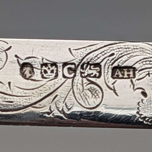 1846 年英國古董白色珍珠手柄純銀雕刻刀片筆刀亞倫哈德菲爾德