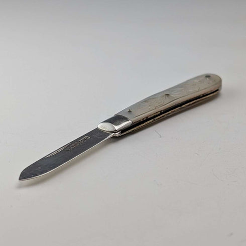 1924 年英國古董白色珍珠手柄純銀刀片小刀 John Yeomans Cowlishaw
