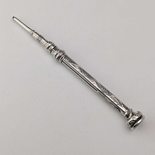 Antigüedad inglesa de alrededor de 1908, lápiz propulsor de plata de ley, 59-81 mm, Francis Webb
