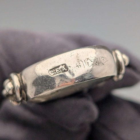 Circa 1900 British antique sterling silver Albert chain, 37g, sterling silver compass fob