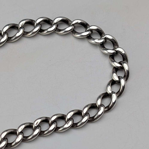 Circa 1900 British antique sterling silver Albert chain, 37g, sterling silver compass fob