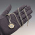 Circa 1900 British antique sterling silver Albert chain, 37g, sterling silver compass fob