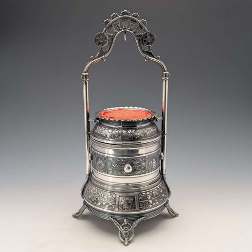 Late 19th Century American Antique Silver Plate Pocket Watch Holder & Trinket Box Reed & Barton