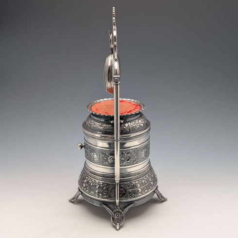 Late 19th Century American Antique Silver Plate Pocket Watch Holder & Trinket Box Reed & Barton