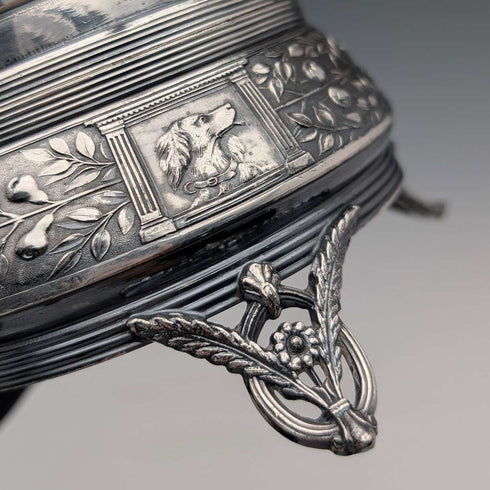 Late 19th Century American Antique Silver Plate Pocket Watch Holder & Trinket Box Reed & Barton