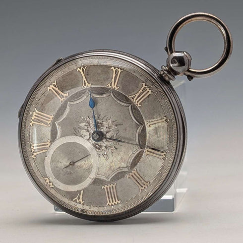 1862年 英国古董 装饰表盘 钥匙上弦怀表 直径53mm 运行良好