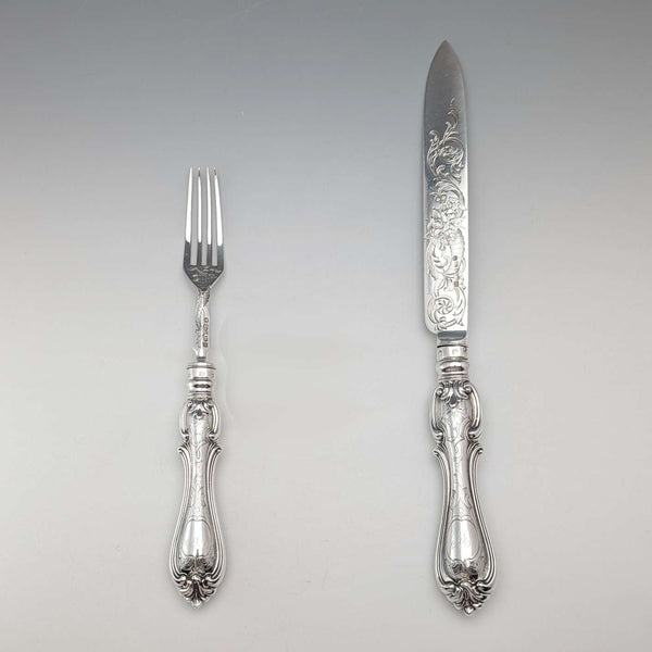 1856년 영국 앤틱 순은제 서빙 커틀러리 페어 총 174g Martin Hall