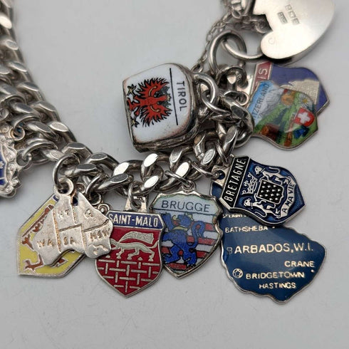 1965 British Vintage Sterling Silver Charm Bracelet 74g WJS