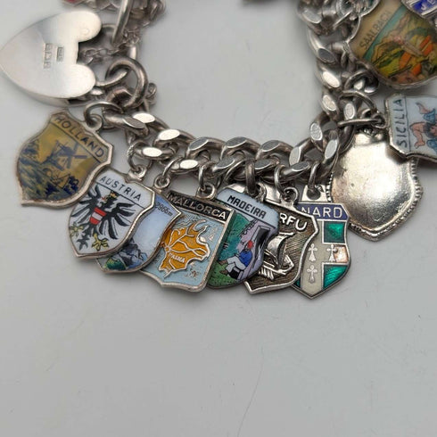 1965 British Vintage Sterling Silver Charm Bracelet 74g WJS
