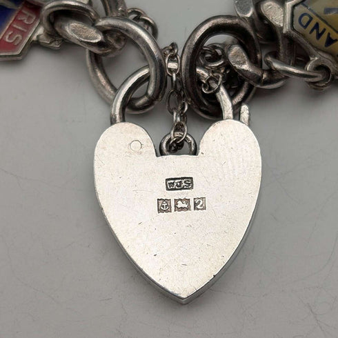 1965 British Vintage Sterling Silver Charm Bracelet 74g WJS