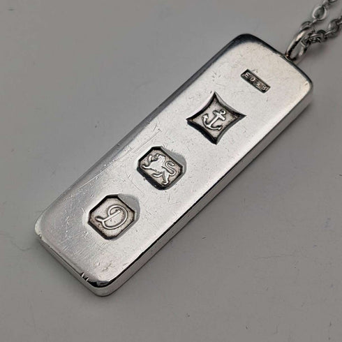 Colgante de lingote de plata de ley británica de 1978, 16 g, con collar