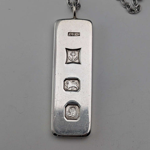 Colgante de lingote de plata de ley británica de 1978, 16 g, con collar