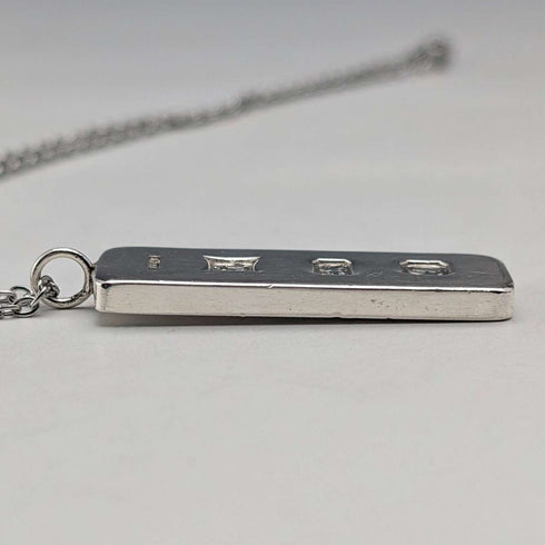 Colgante de lingote de plata de ley británica de 1978, 16 g, con collar
