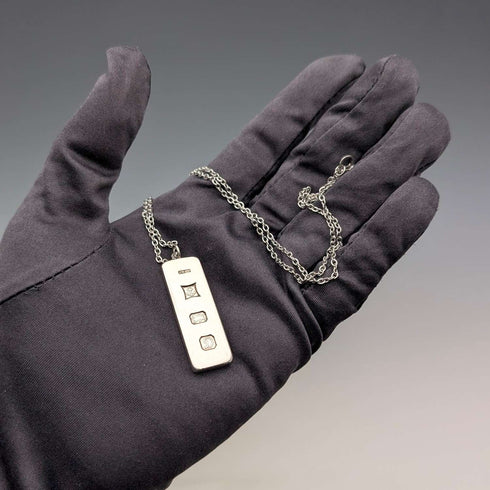 Colgante de lingote de plata de ley británica de 1978, 16 g, con collar