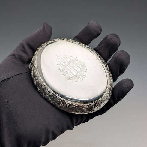 1890년 영국 앤틱 순은제 오벌 스너프 박스 90g Howard James