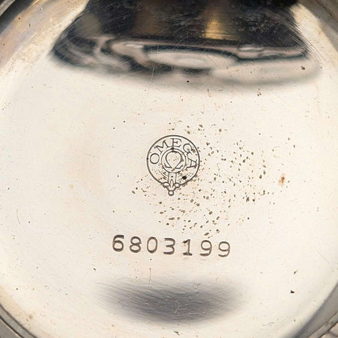Reloj de bolsillo Omega antiguo, circa 1915, diámetro 53 mm, reloj ferroviario, caja de aleación, en buen estado de funcionamiento