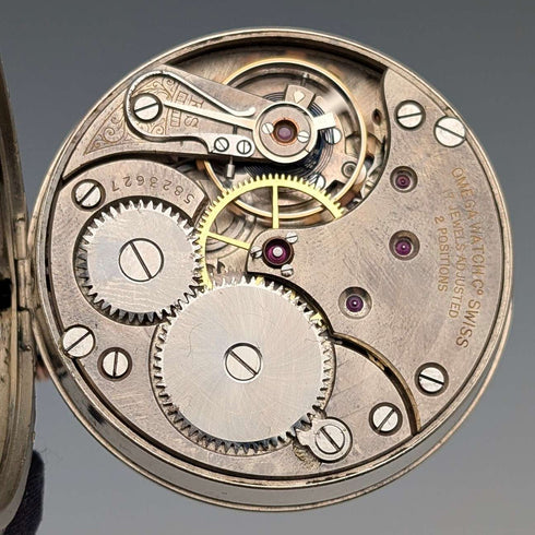 Reloj de bolsillo Omega antiguo, circa 1915, diámetro 53 mm, reloj ferroviario, caja de aleación, en buen estado de funcionamiento
