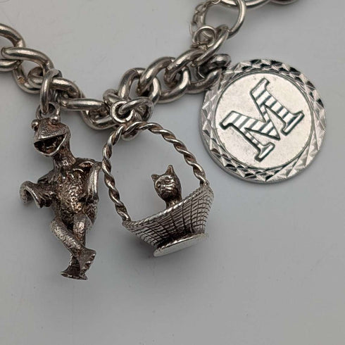 1978 British Vintage Sterling Silver Charm Bracelet 48g RP