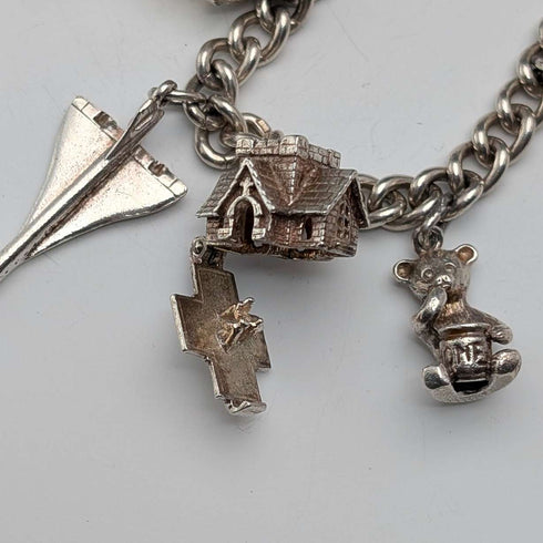 1978 British Vintage Sterling Silver Charm Bracelet 48g RP
