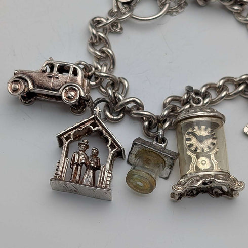 1978 British Vintage Sterling Silver Charm Bracelet 48g RP