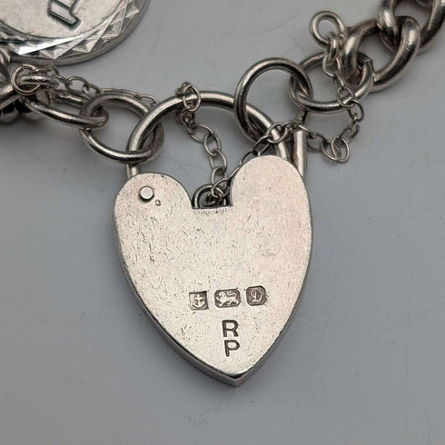 1978 British Vintage Sterling Silver Charm Bracelet 48g RP