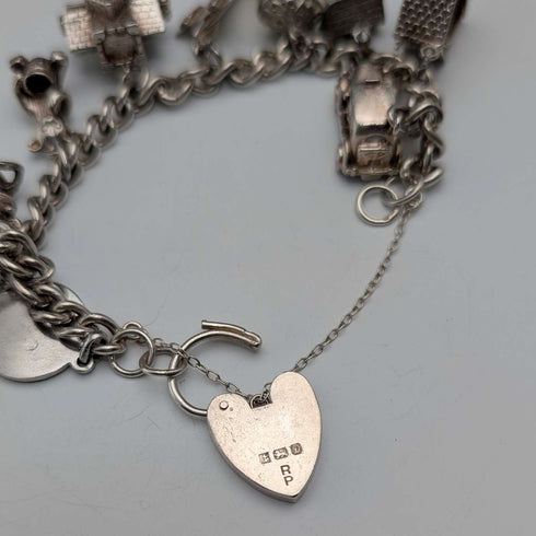1978 British Vintage Sterling Silver Charm Bracelet 48g RP