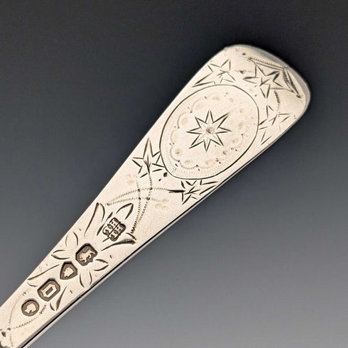 Cubiertos de bautizo de plata de ley antiguos británicos, 1869, par, 55 g en total, en estuche, HJ Lias & Son