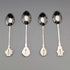 Cucharas de café vintage británicas de plata de ley con decoración de esmalte, 1967 (juego de 4, 48 g en total), de Turner & Simpson, en estuche.