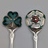 Cucharas de café vintage británicas de plata de ley con decoración de esmalte, 1967 (juego de 4, 48 g en total), de Turner & Simpson, en estuche.