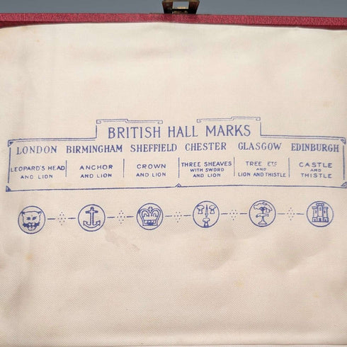 1957年 英国复古多重标志纯银茶匙6支,总重80克,Roberts & Belk出品,带原装盒。