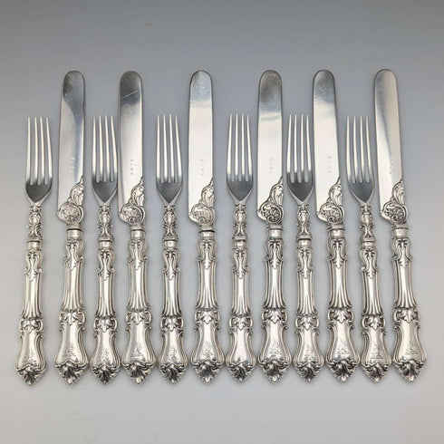 1850年頃 英国アンティーク 純銀ハンドル カトラリー6ペア Charles Needham 木箱入り