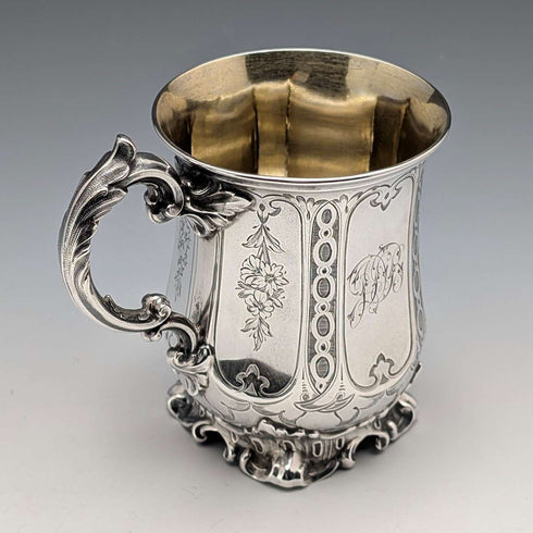 1864년 영국 앤티크 순은제 머그컵 131g Edward & John Barnard