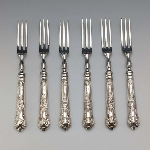 1973 年英國復古純銀手柄沙漠叉 x6 哈里森兄弟帶盒