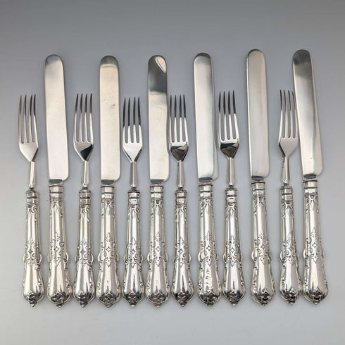1866 年英國古董純銀水果餐具 6 對共 555 克 Chawner&Co