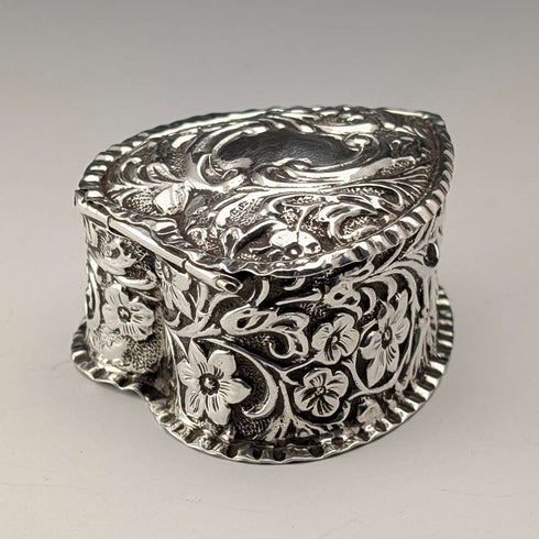Caja de plata de ley en forma de corazón, antigüedad británica de 1892, 25 g