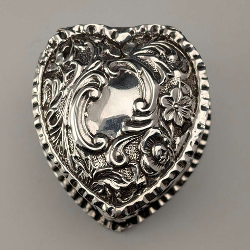 Caja de plata de ley en forma de corazón, antigüedad británica de 1892, 25 g