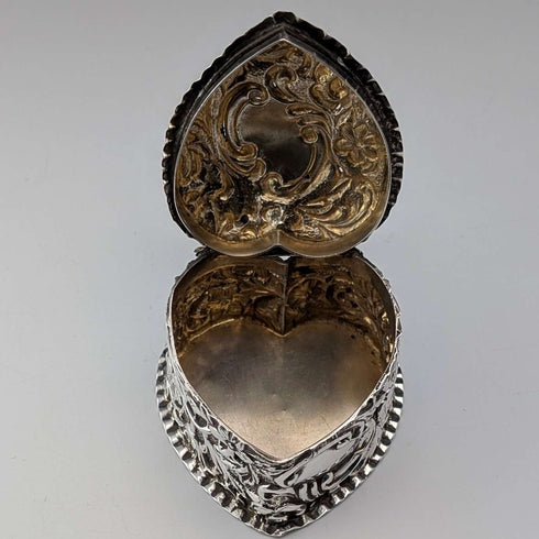 Caja de plata de ley en forma de corazón, antigüedad británica de 1892, 25 g