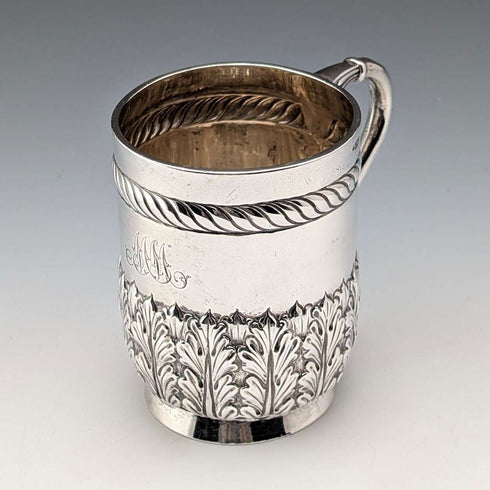 1894 British antique sterling silver mug 141g Josiah Williams & Co.