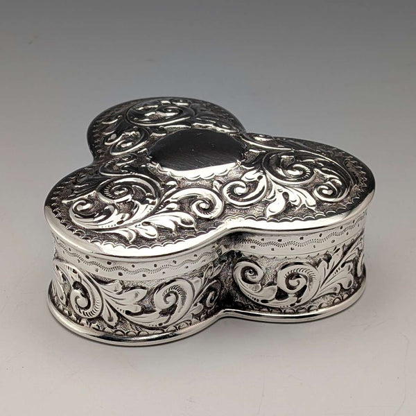 1900 British antique sterling silver ring box 103g John Edward Wilmot