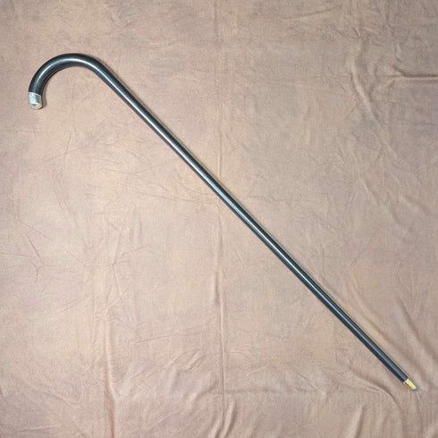 1923 British antique gentleman's curved handle pure silver decorated walking stick, 94cm, Kendall & Sons