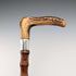 1901年 英国古董 竹制杆 L型鹿角手柄 纯银装饰 手杖 81cm